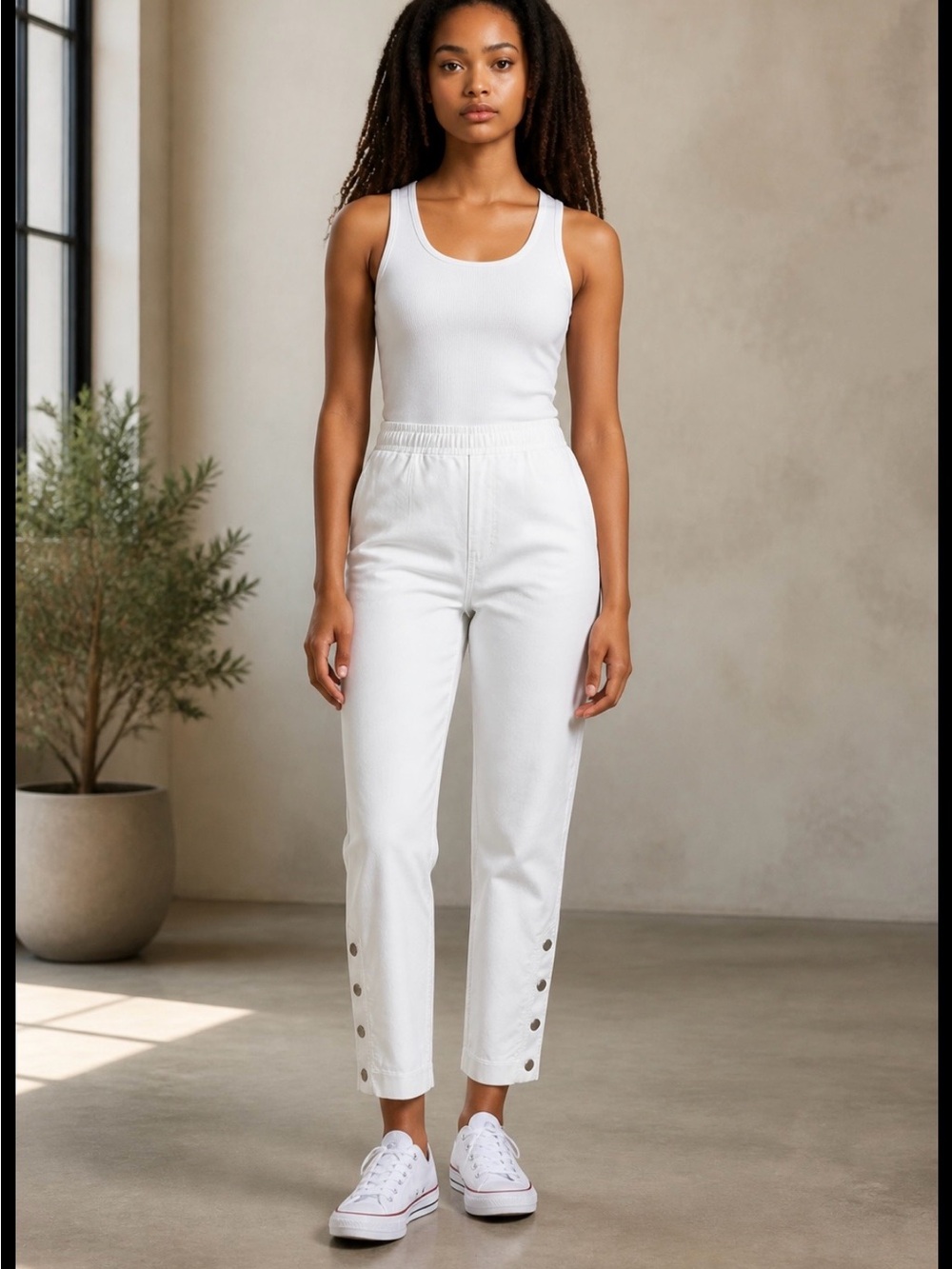 Rag & Bone Women's White Snap-Hem Casual Pants
